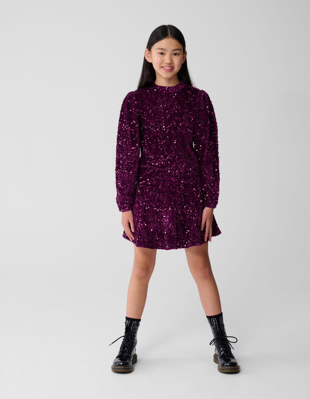Sequin Longsleeve Top Dunkelrosa SHOEBY GIRLS