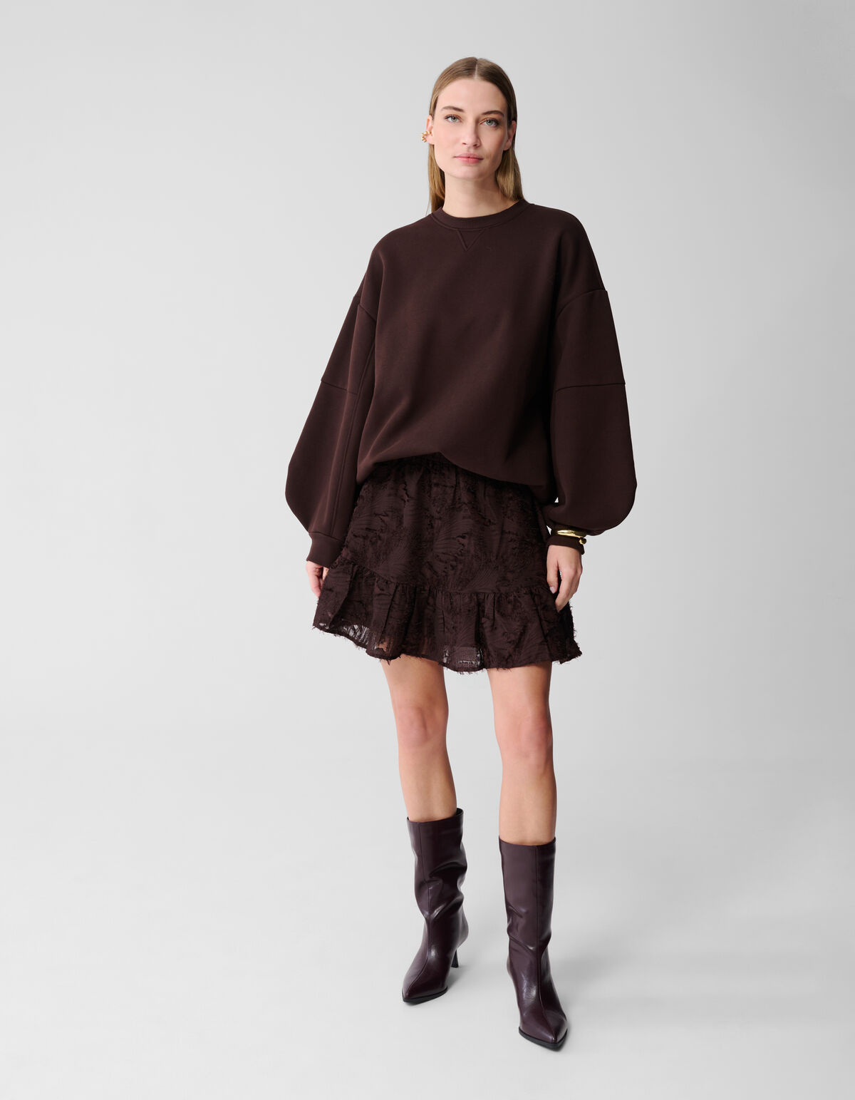 Rüschen-Minirock Dunkelbraun SHOEBY WOMEN