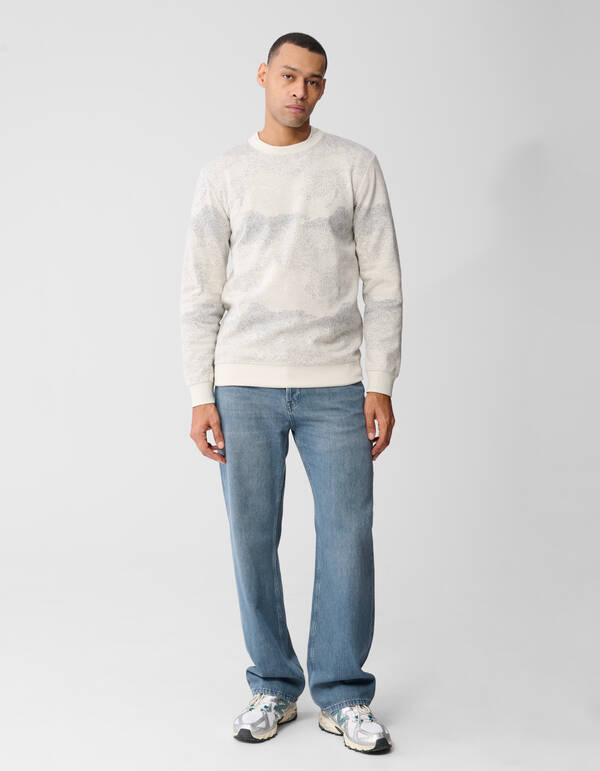 Jacquard Camouflage-Pullover Gebrochen Wei&szlig; SHOEBY MEN