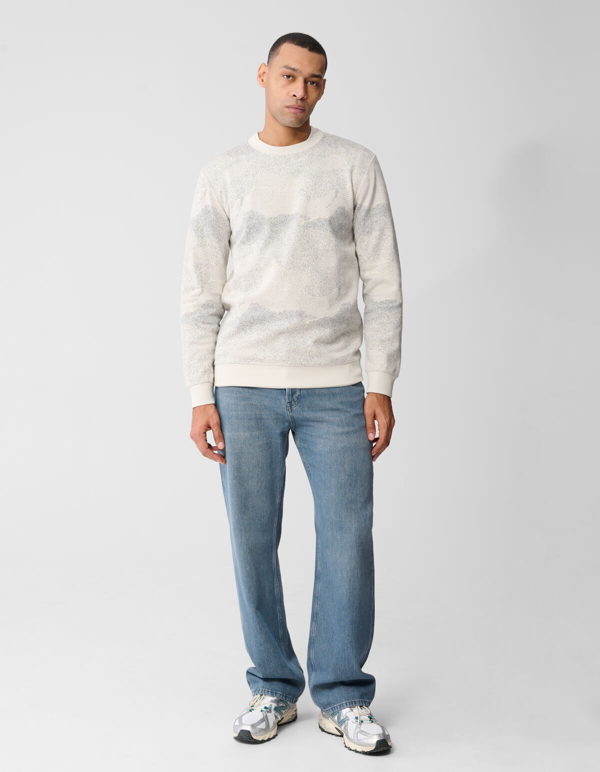 Jacquard Camouflage-Pullover Gebrochen Wei&szlig; SHOEBY MEN