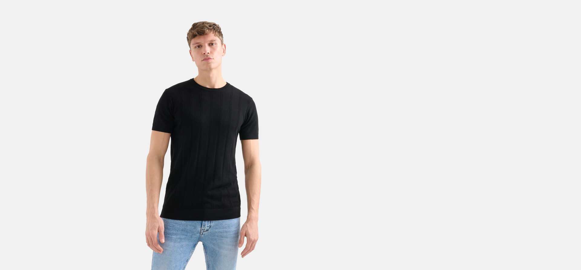 Gestricktes T-shirt Schwarz SHOEBY MEN