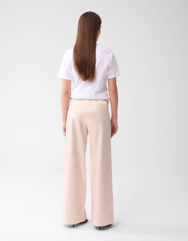 Satin Wide Leg Trousers Sand SHOEBY WOMEN