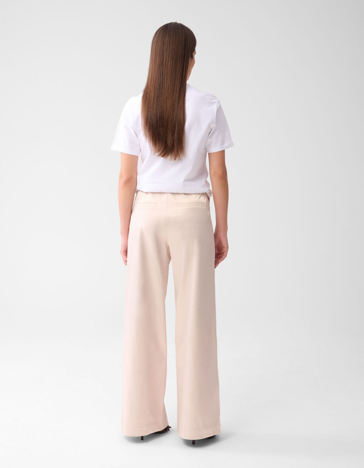 Satin Wide Leg Trousers Sand SHOEBY WOMEN