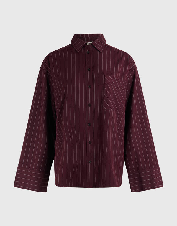 Übergroße Pinstripes Bluse Dunkelrot SHOEBY WOMEN