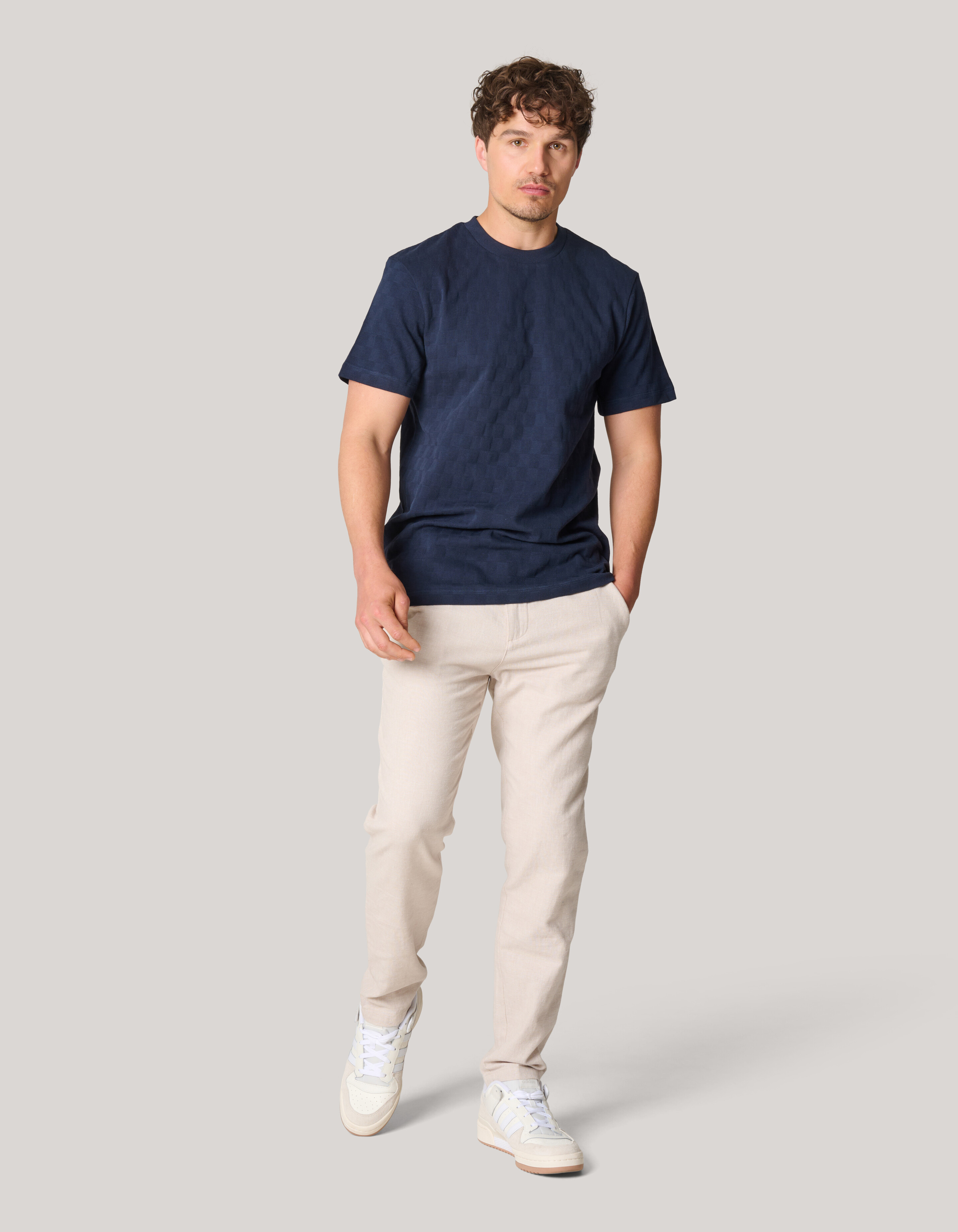 Blocktextur-T-Shirt Dunkelblau SHOEBY MEN