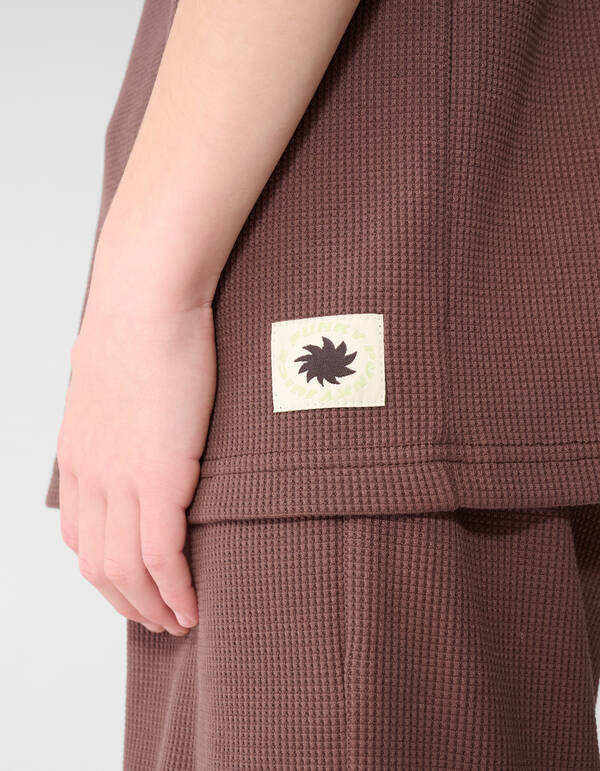 Waffelstruktur T-Shirt Dunkelbraun SHOEBY BOYS