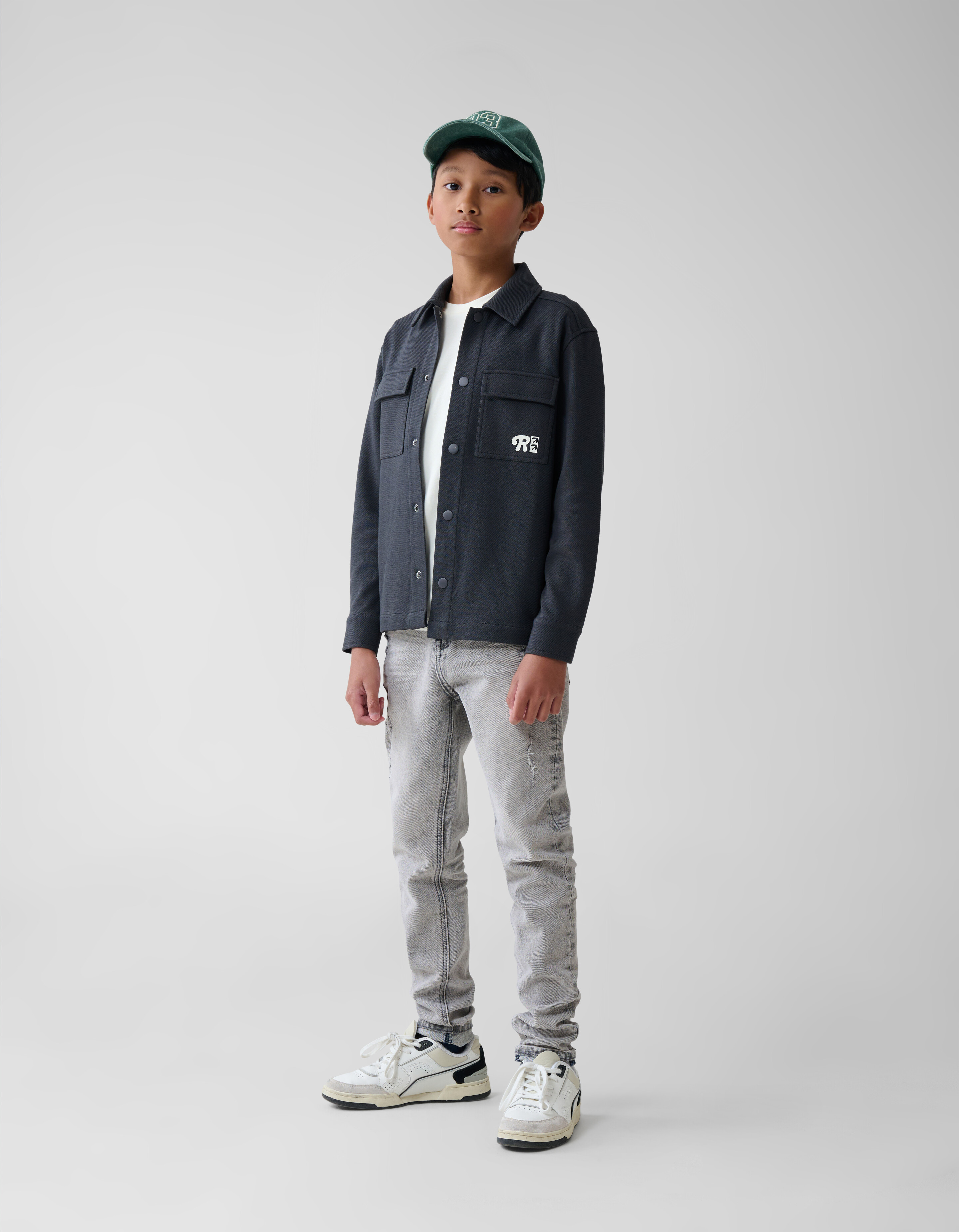 Printed Überhemd Dunkelgrau SHOEBY BOYS