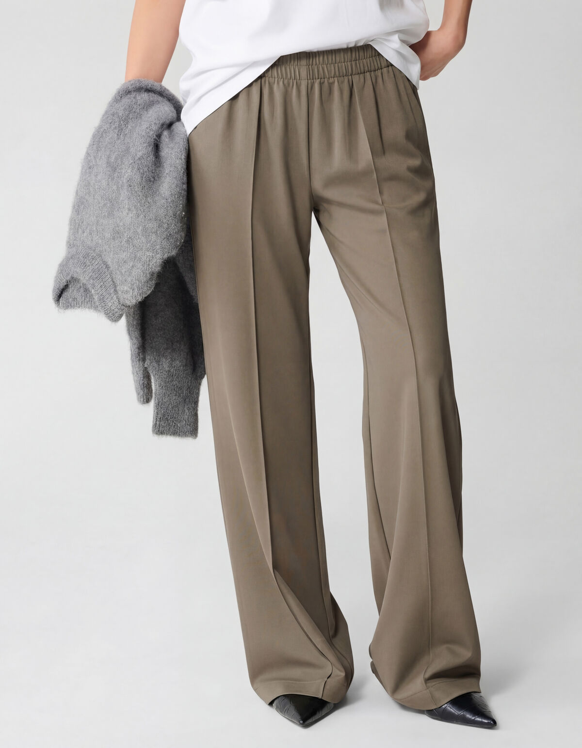 Basic Wide Leg Hose Dunkelgr&uuml;n SHOEBY WOMEN