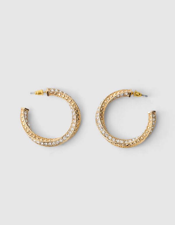 Verdrehte Strass-Ohrringe Gold SHOEBY ACCESSOIRES