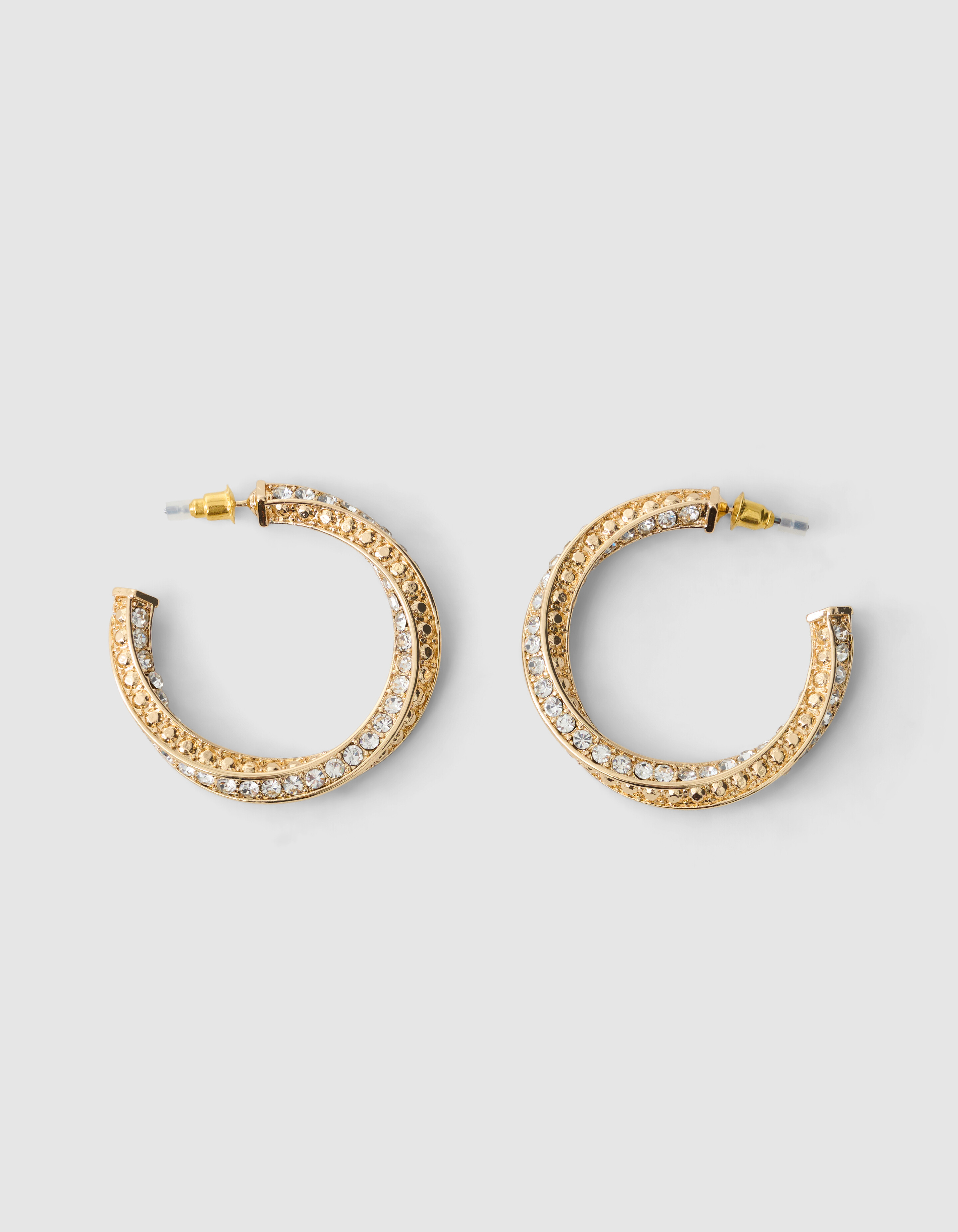 Verdrehte Strass-Ohrringe Gold SHOEBY ACCESSOIRES