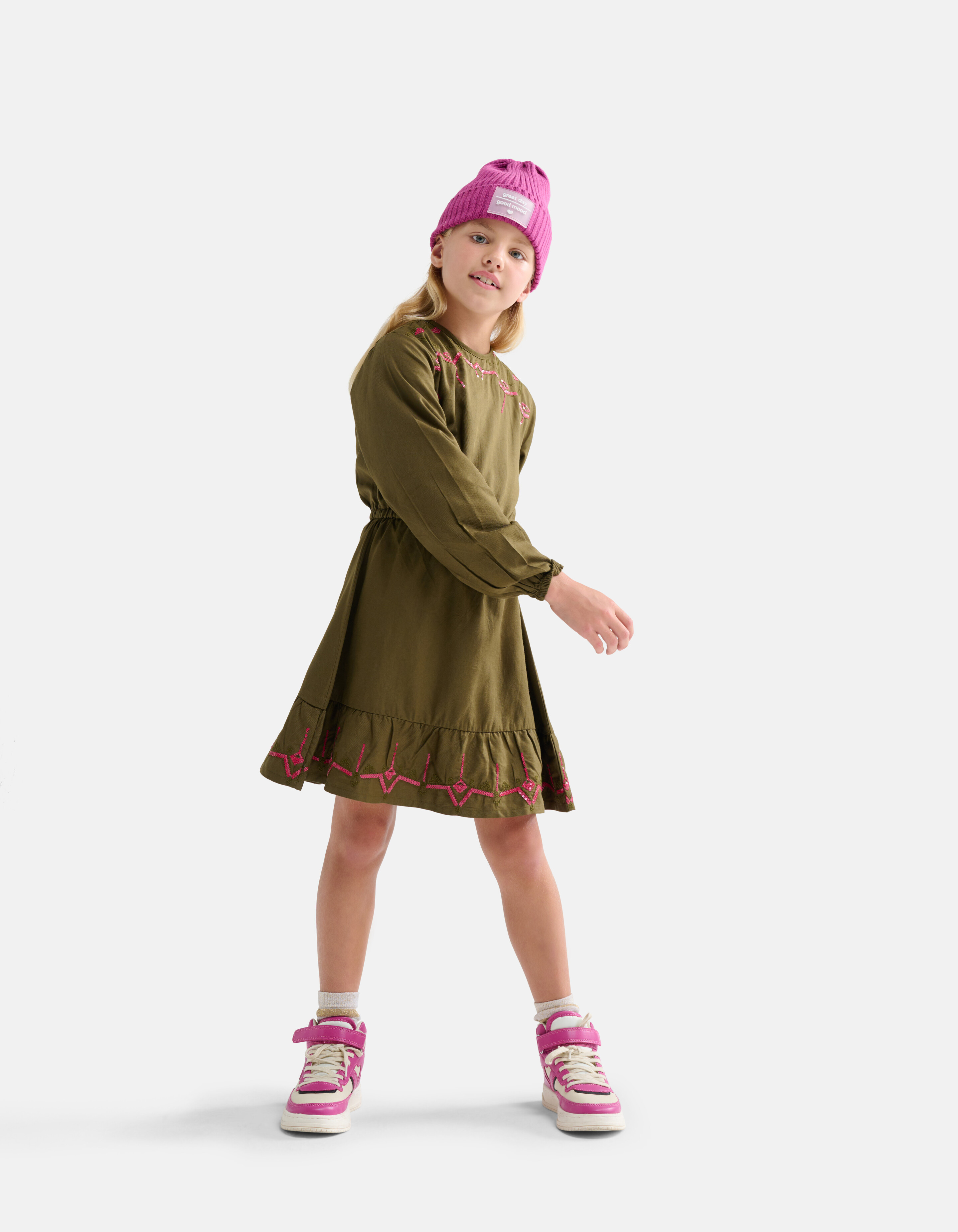Kleid mit Strasssteinen Dunkelgrün SHOEBY GIRLS