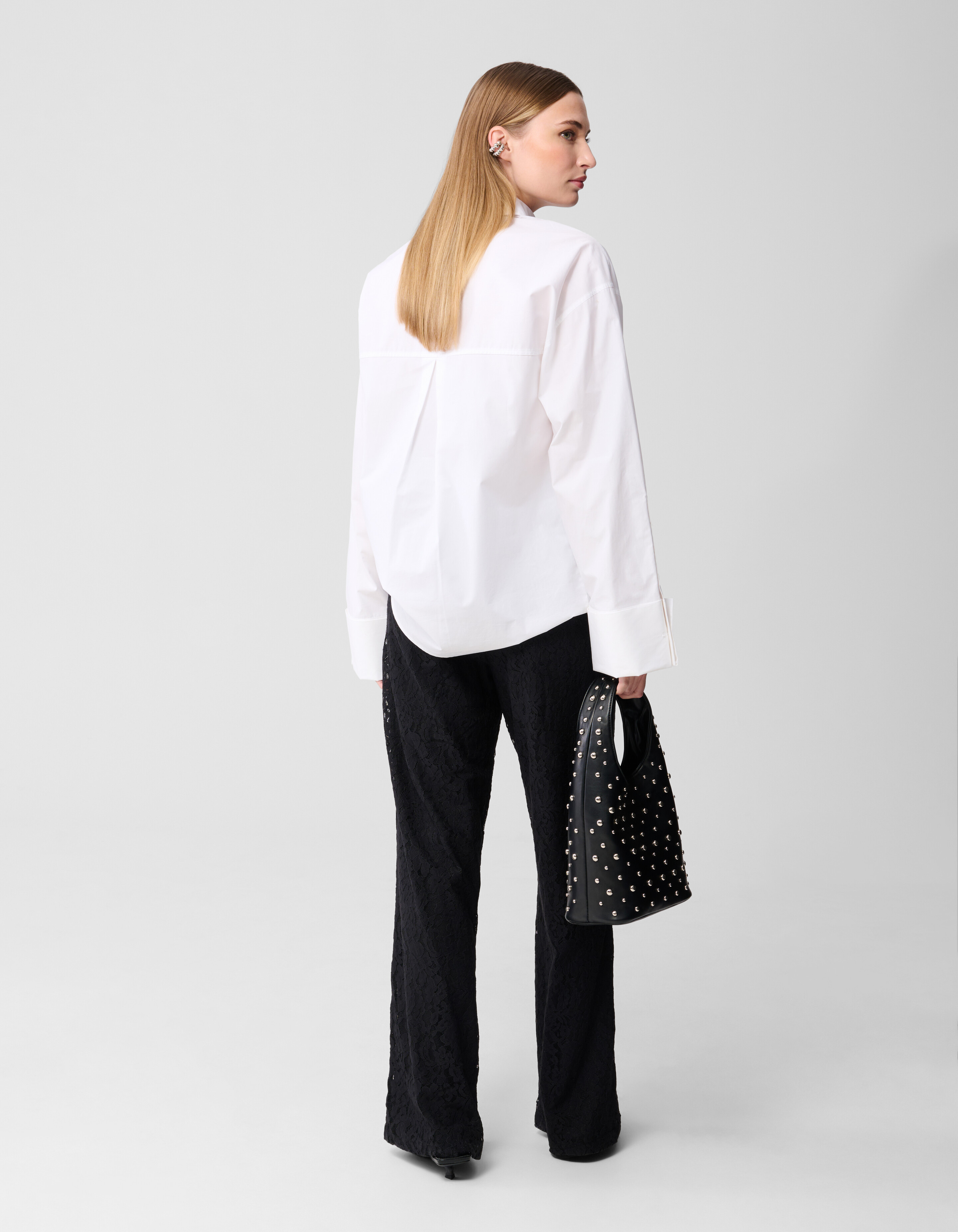 Schwarze Spitzenhose mit weitem Bein SHOEBY WOMEN