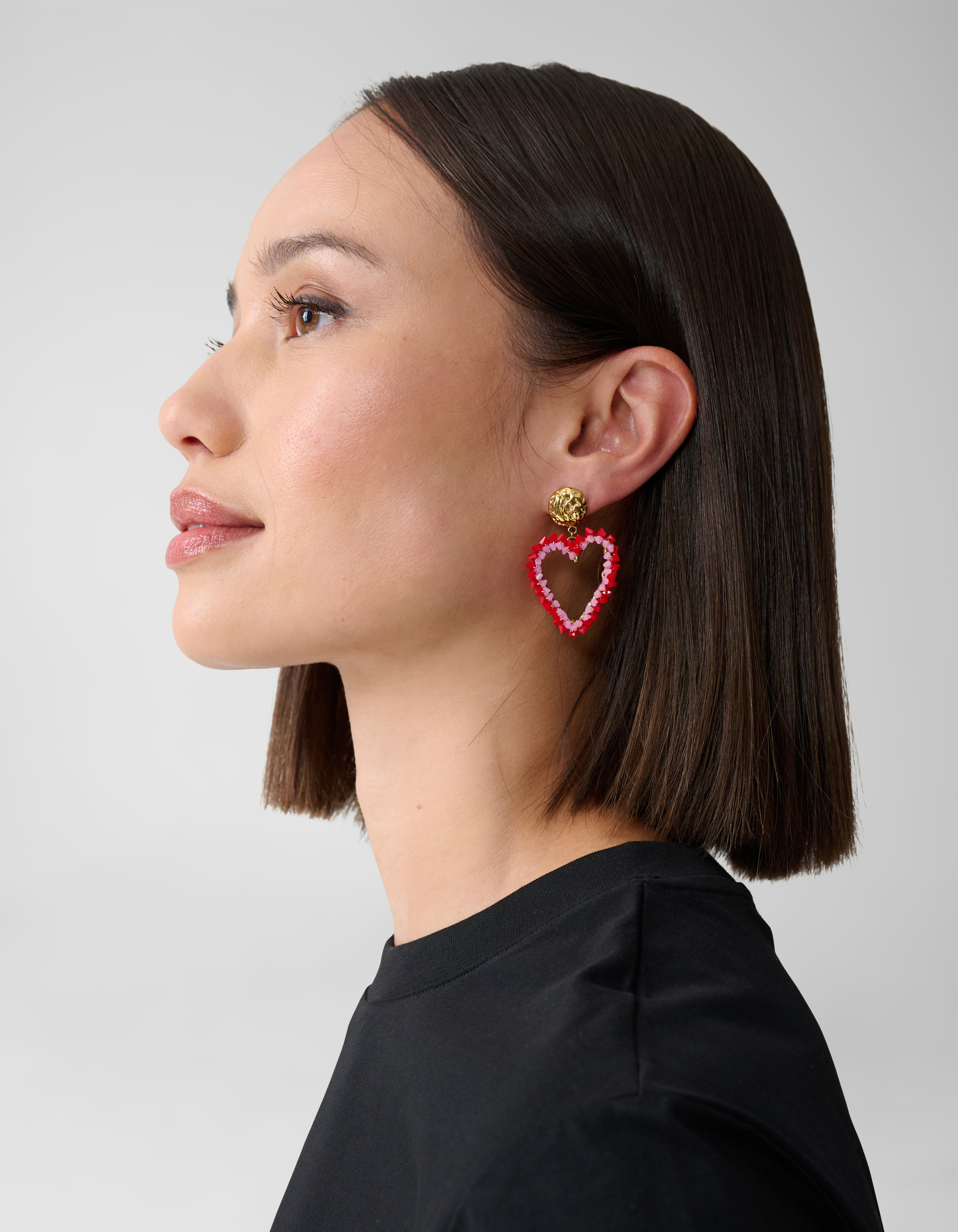 Perlenohrringe Herz Rot SHOEBY ACCESSOIRES