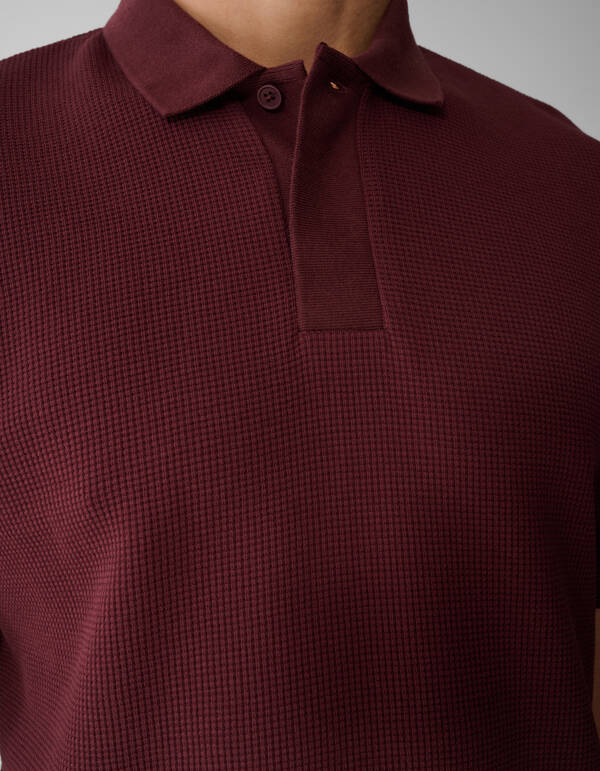 Waffel Polo Dunkelrot SHOEBY MEN
