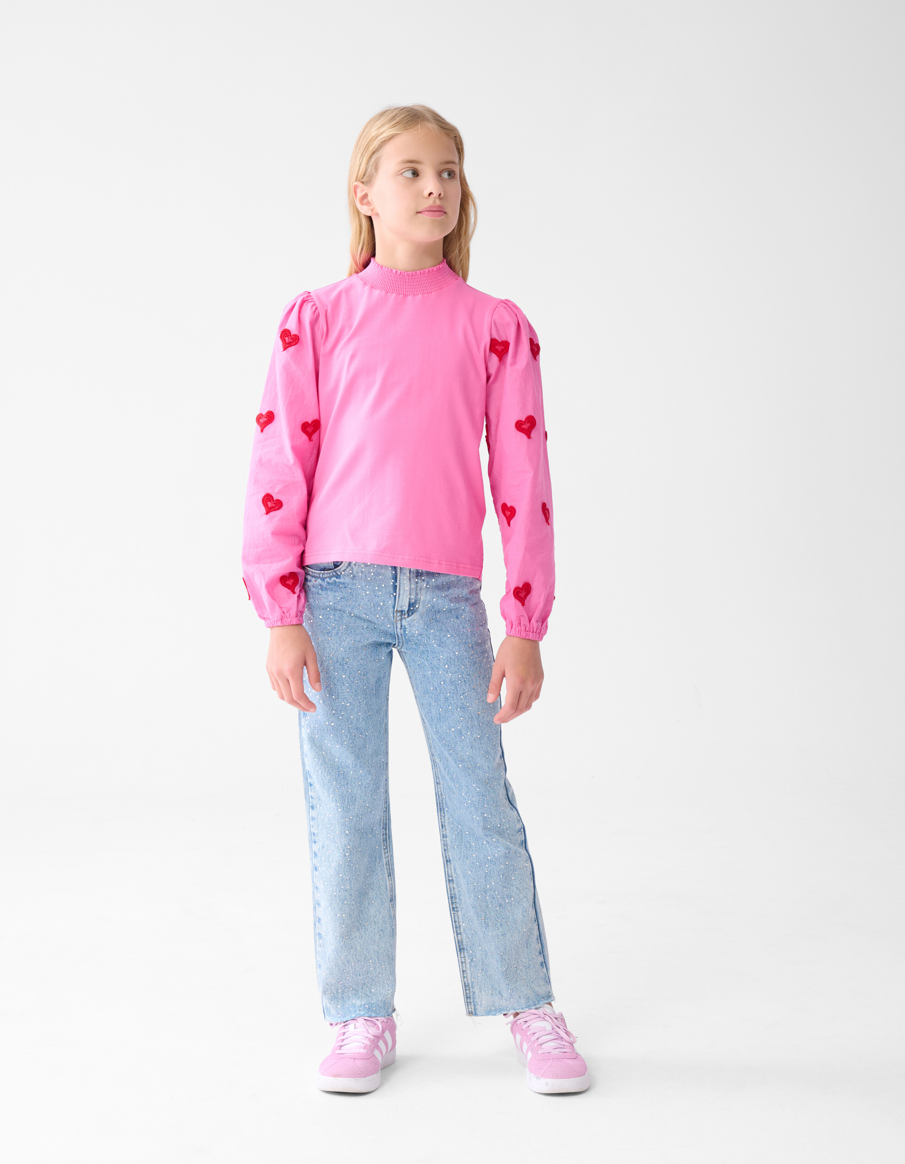 Wide Leg Jeans mit Strasssteinen Mediumstone SHOEBY GIRLS