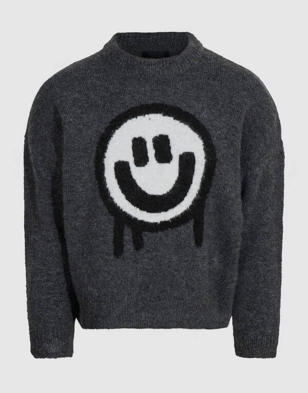 Smiley Strickpullover Dunkelgrau SHOEBY BOYS