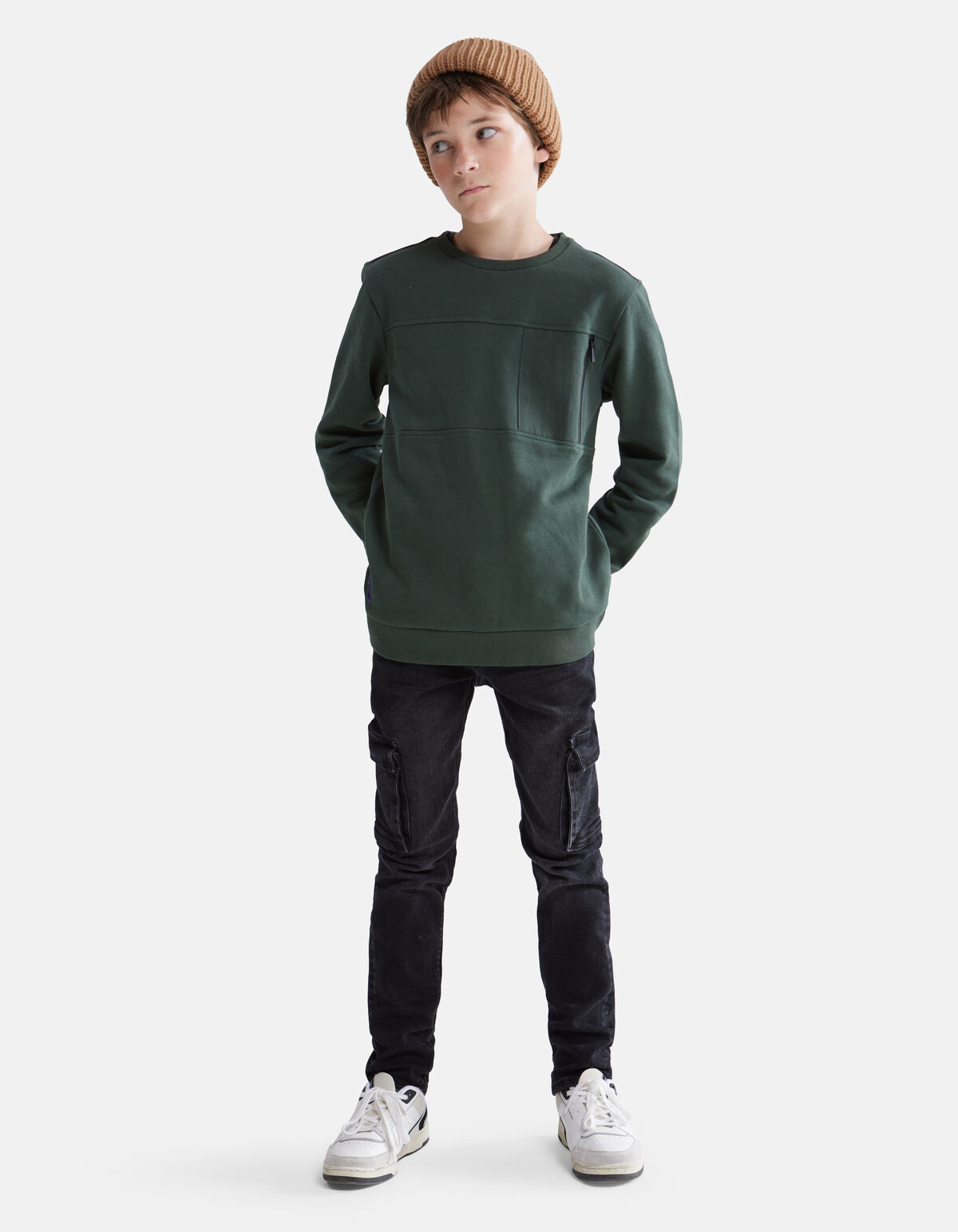 Pullover mit Reißverschluss Dunkelgrün SHOEBY BOYS