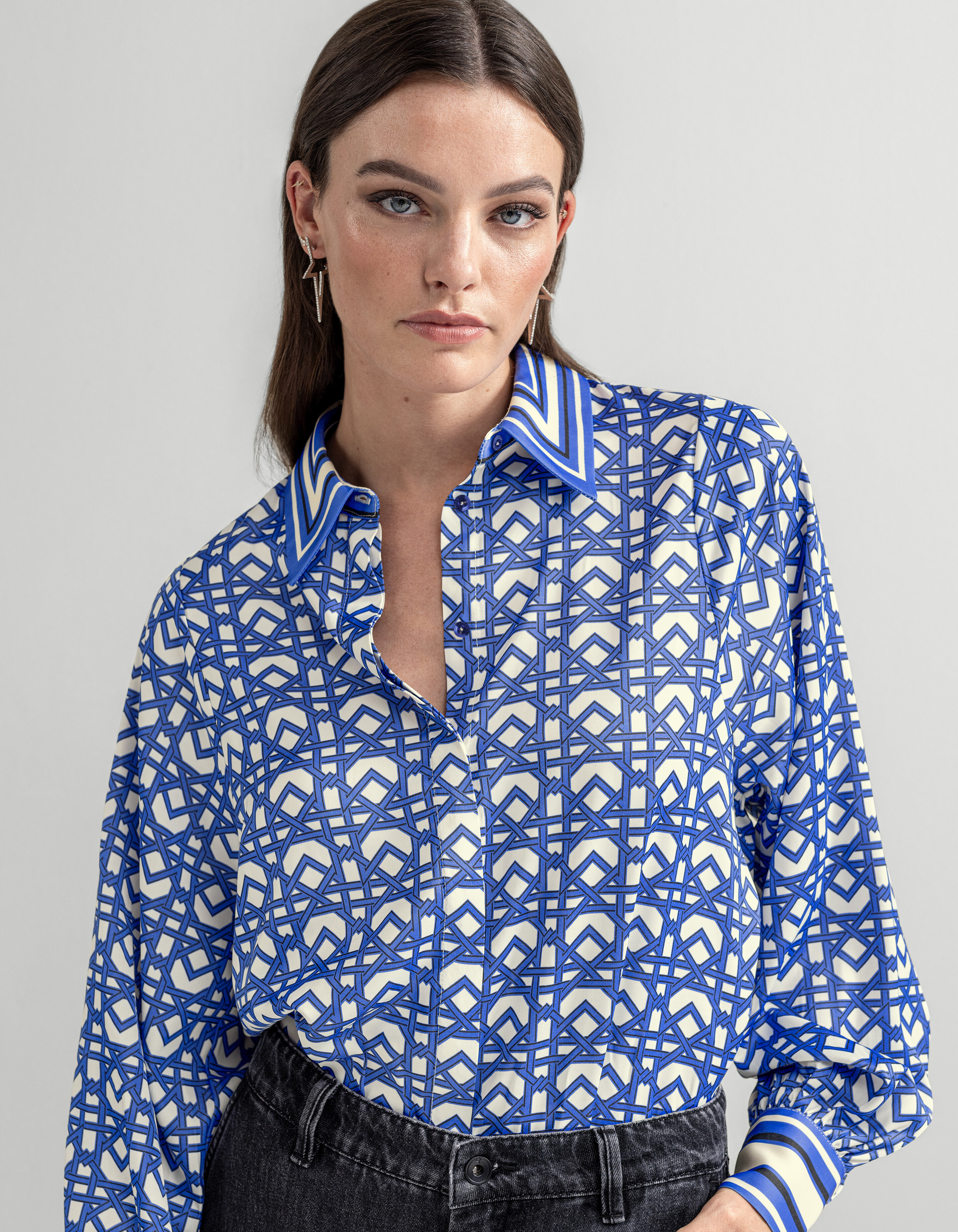 Grafik-Retro-Bluse Lila SHOEBY WOMEN