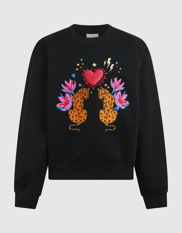 Pullover mit Tiger-Artwork Schwarz SHOEBY GIRLS
