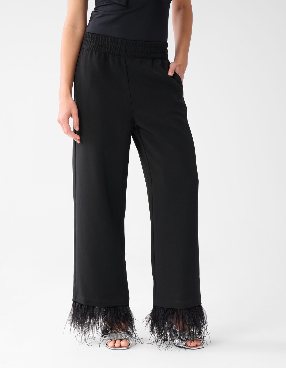 Federhose mit weitem Bein Schwarz SHOEBY WOMEN