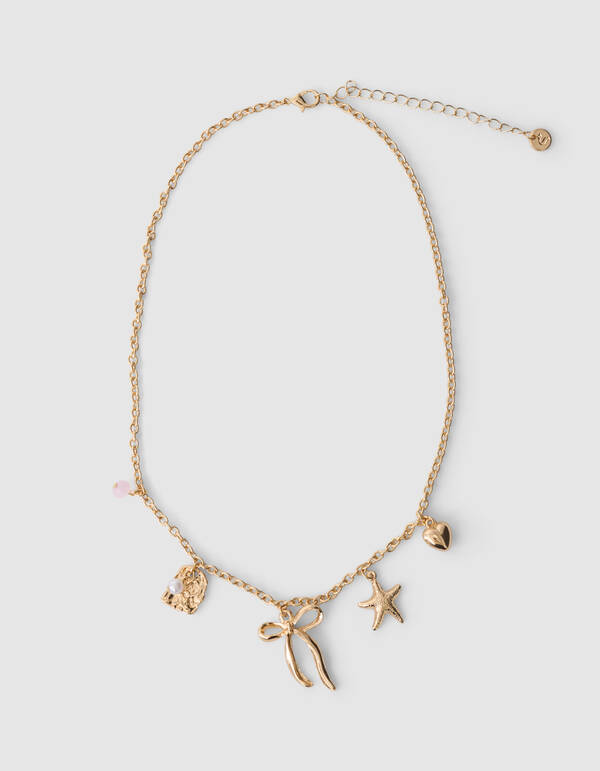 Charm Schleife Halskette Gold SHOEBY ACCESSOIRES