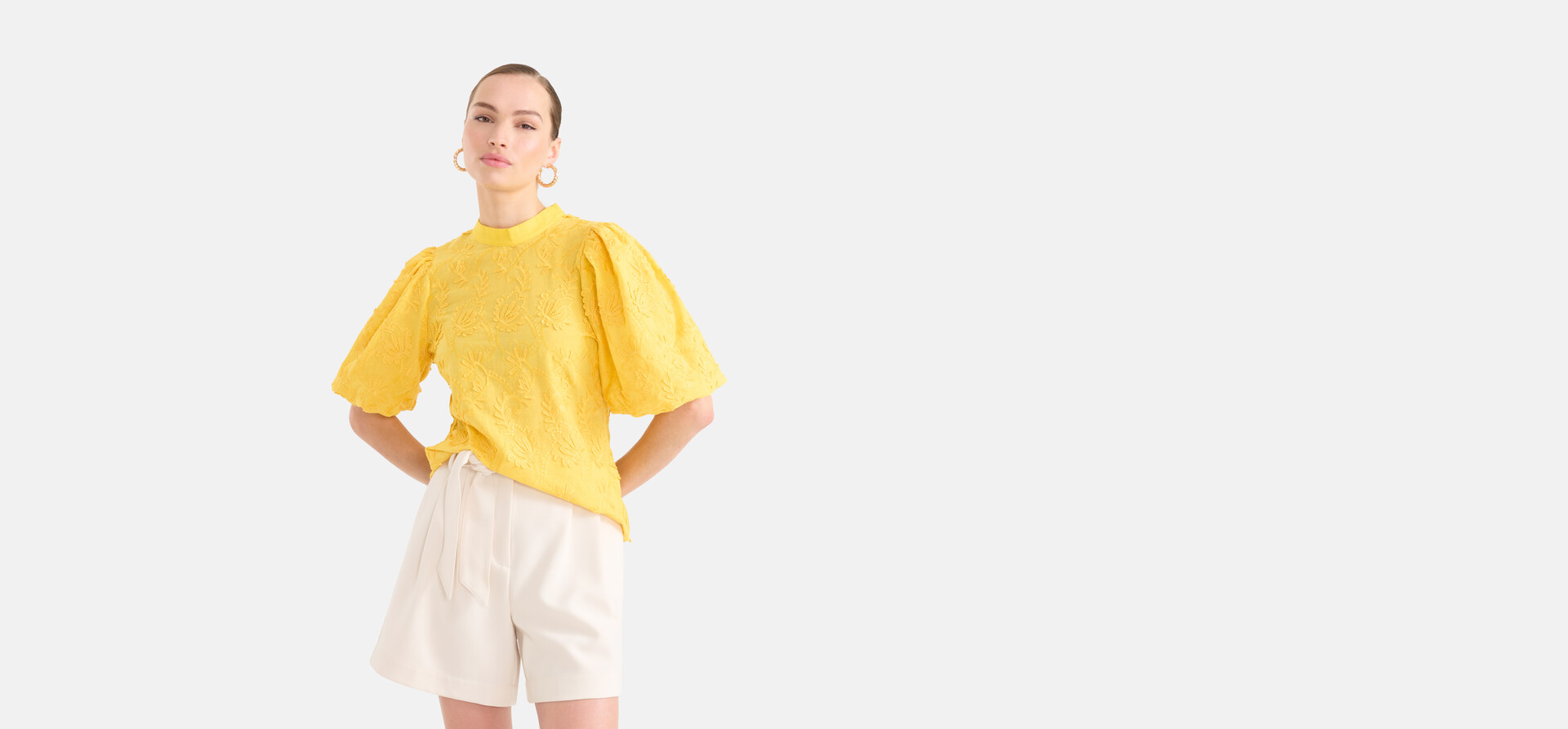 Embroidery Top Geel SHOEBY WOMEN