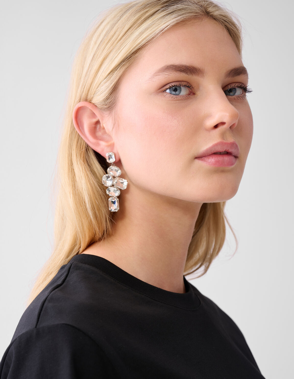 Hängende Strass-Ohrringe Silber SHOEBY ACCESSOIRES