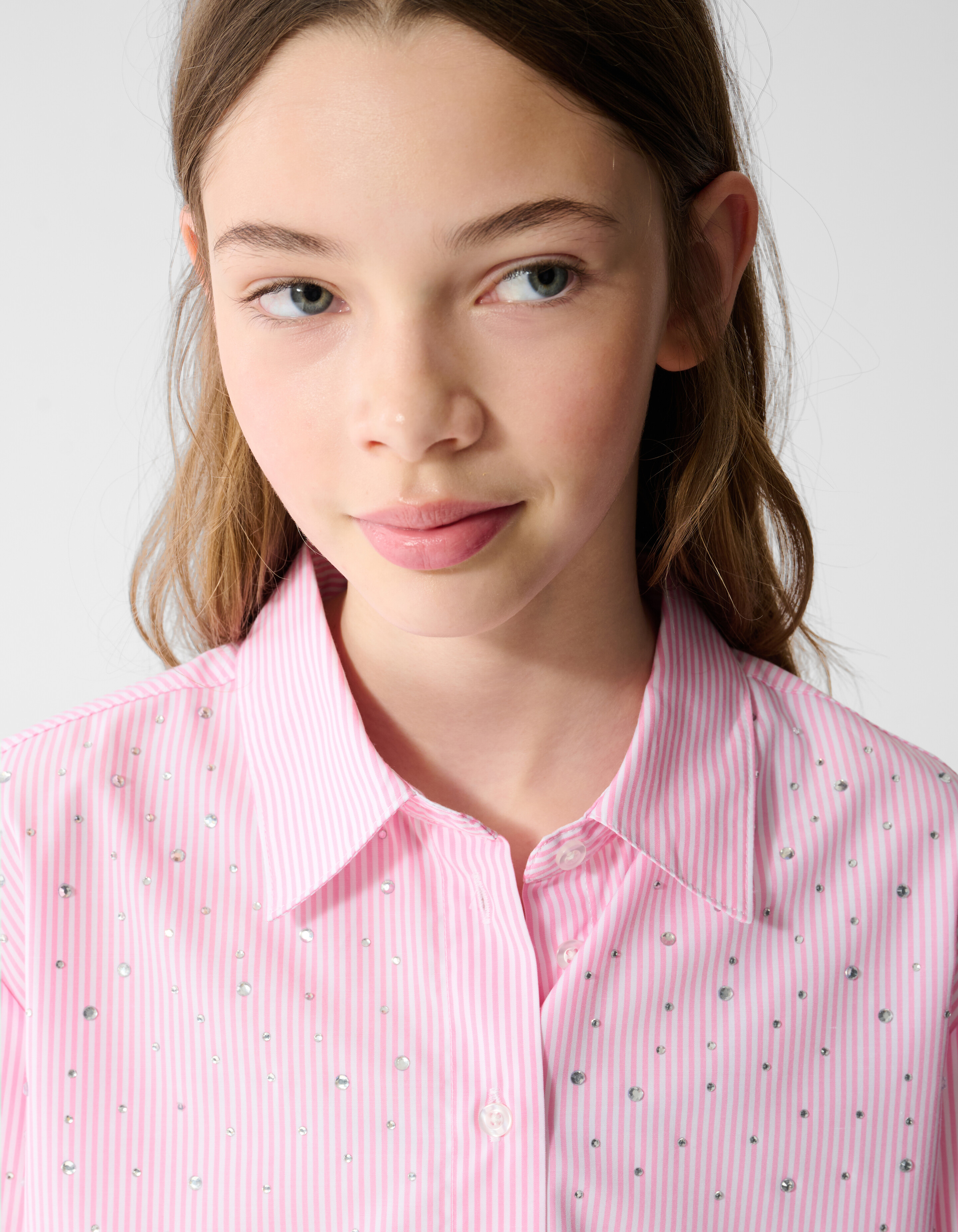 Pinstripe Strass Bluse Hellrosa SHOEBY GIRLS