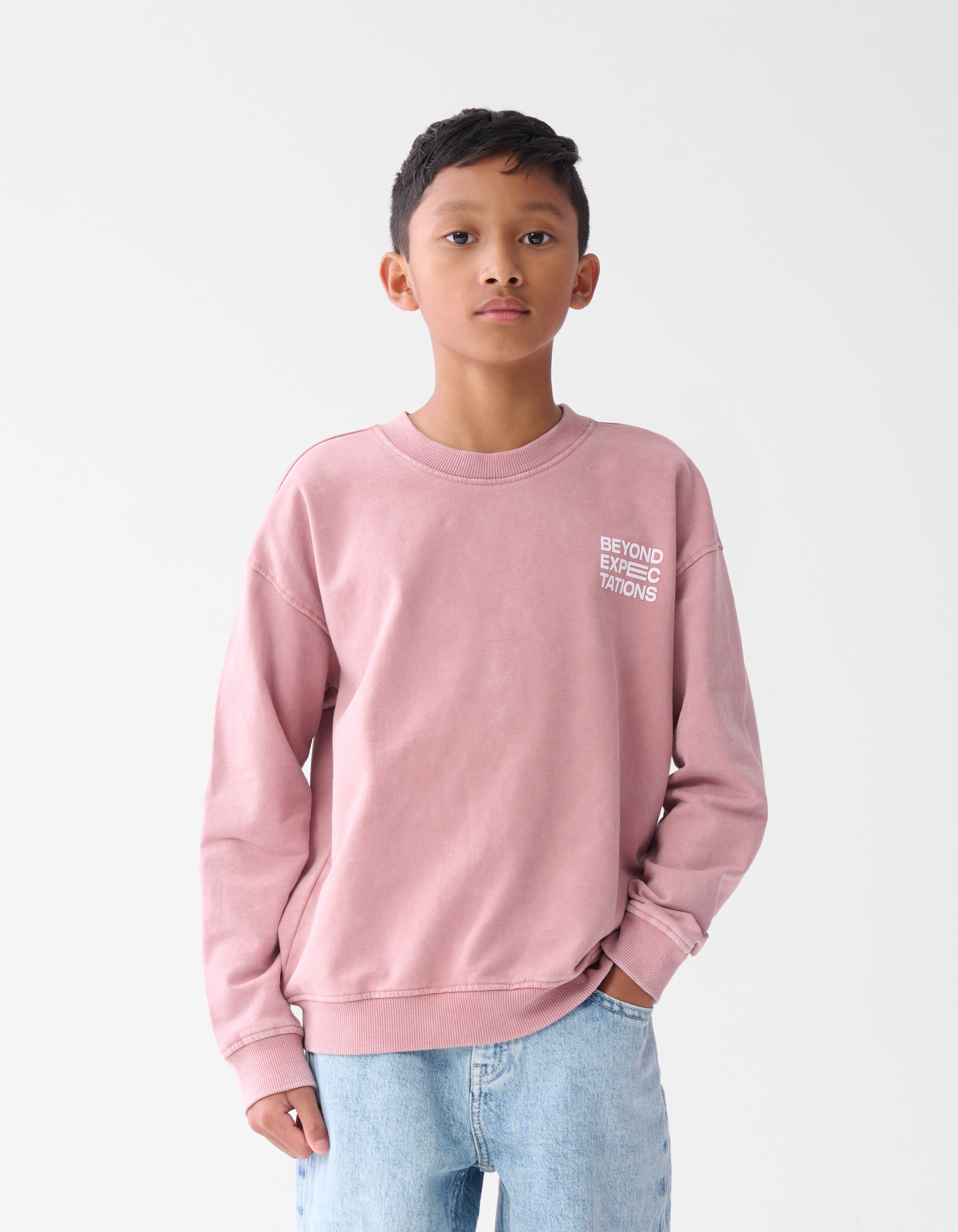 Acid Wash Pullover Donkerroze SHOEBY BOYS
