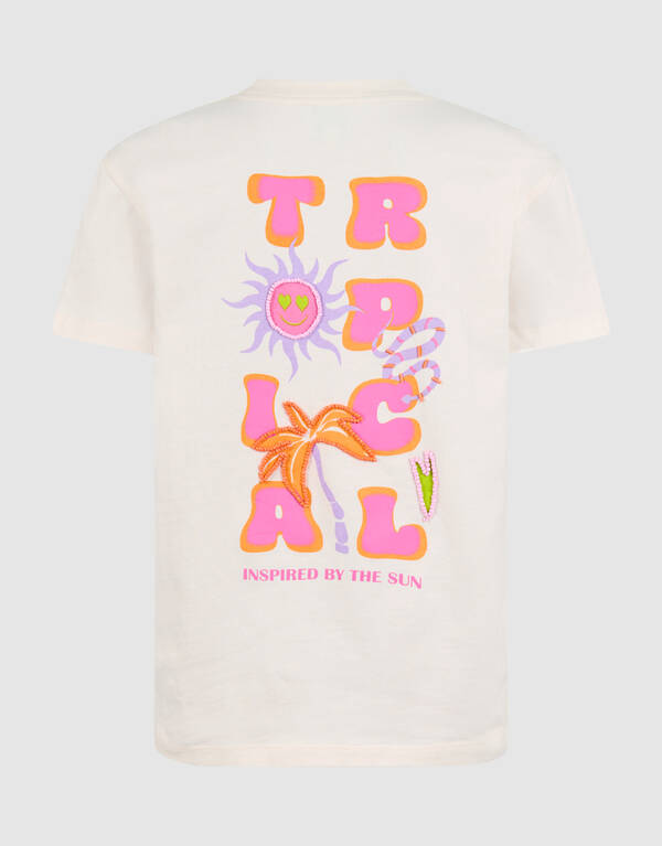Tropical Artwork T-Shirt Offbroken White SHOEBY GIRLS