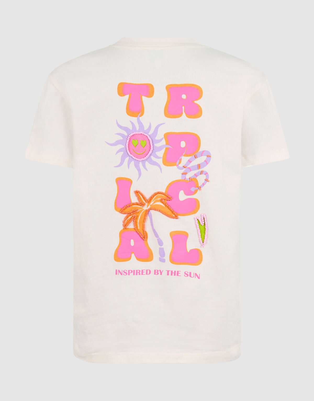 Tropical Artwork T-Shirt Offbroken White SHOEBY GIRLS