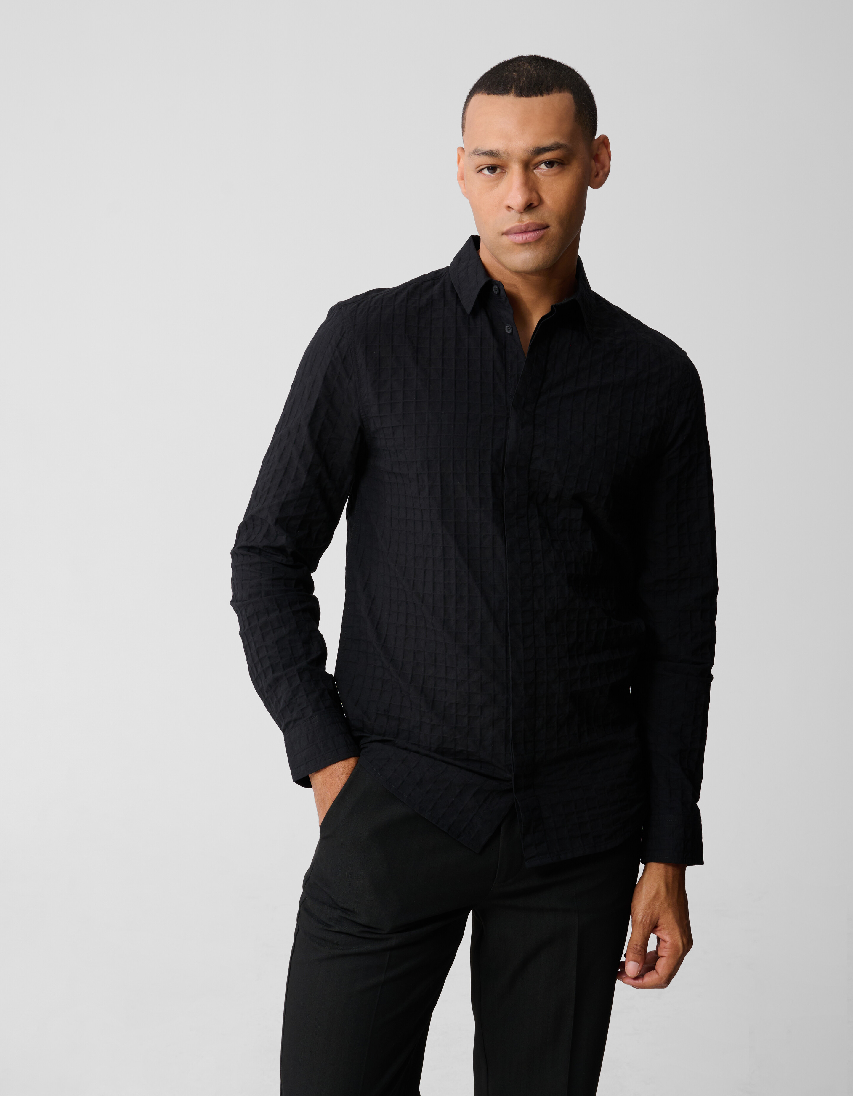 Struktur Hemd Schwarz SHOEBY MEN