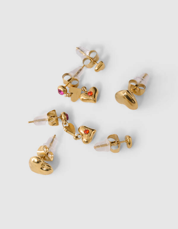 Herz Stud Ohrring Set Gold SHOEBY ACCESSOIRES