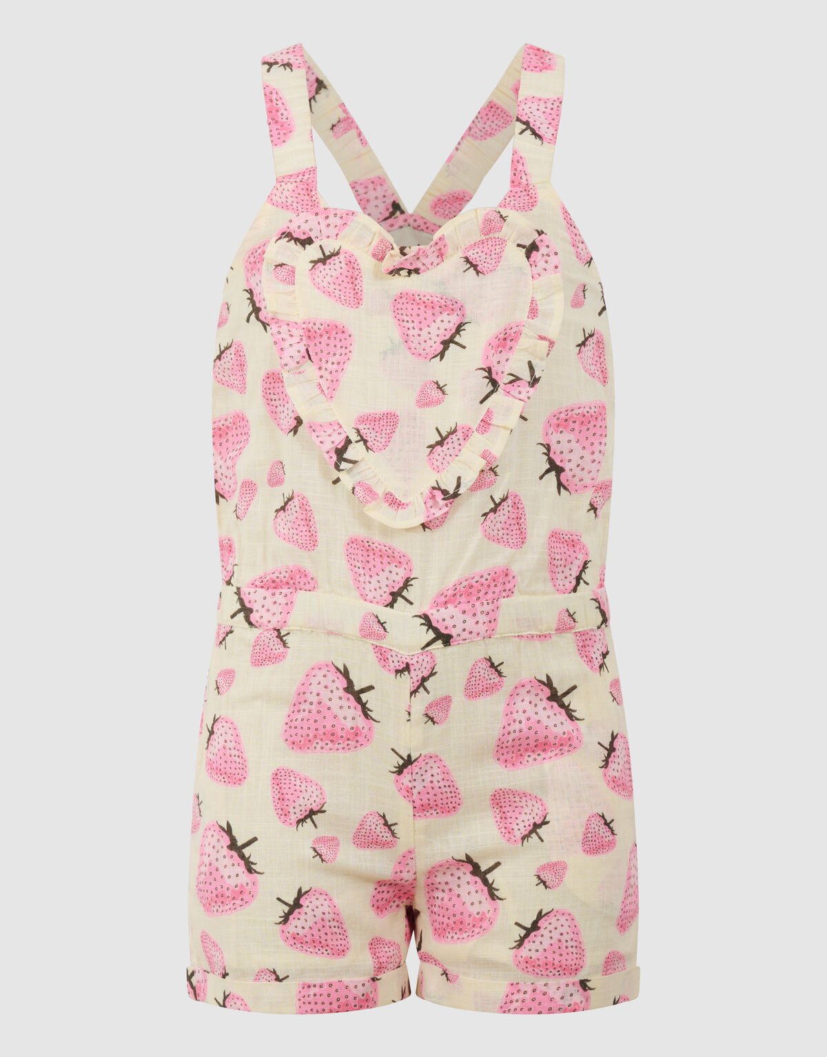 Erdbeerprint-Jumpsuit Gebrochen Wei&szlig; SHOEBY GIRLS