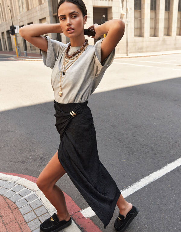 Crinkle Maxi Rock Schwarz SHOEBY WOMEN