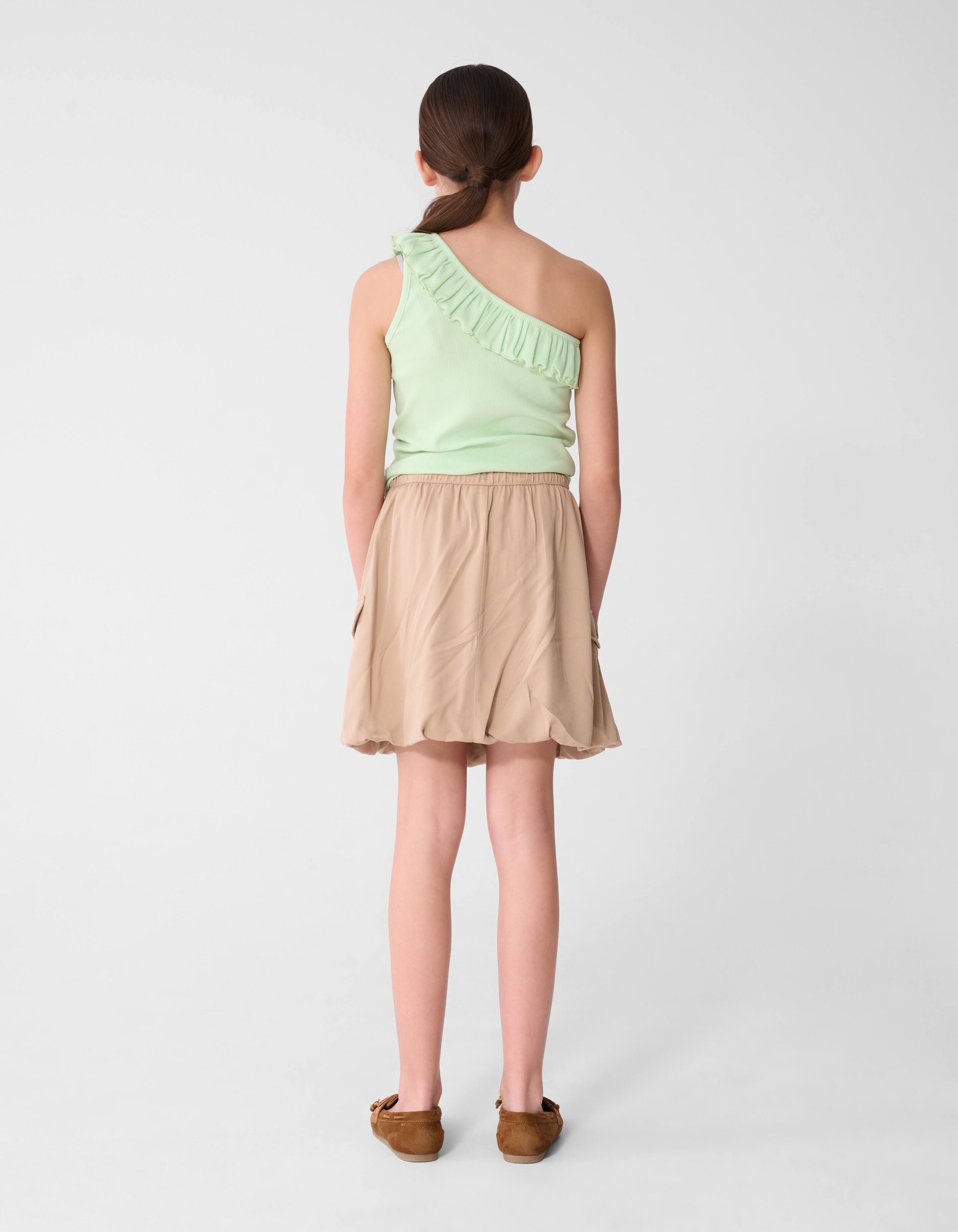 One-Shoulder-R&uuml;schen-Top Hellgr&uuml;n SHOEBY GIRLS