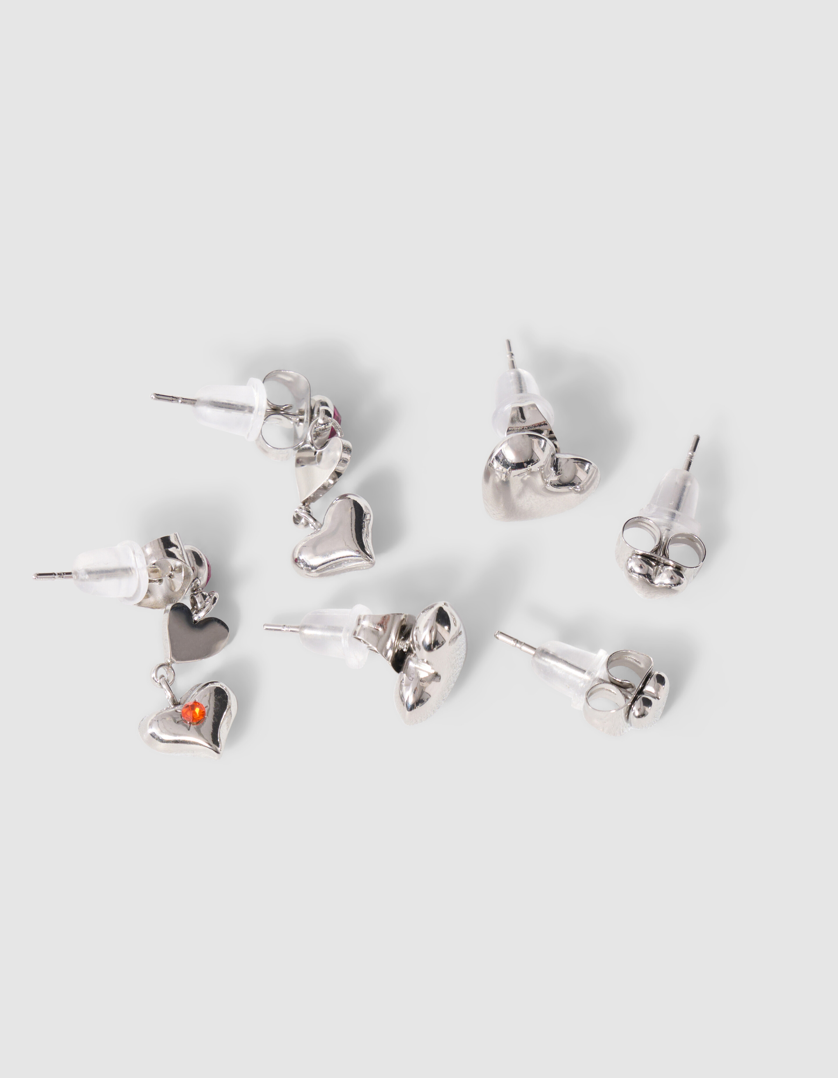 Herz Stud Ohrring Set Silber SHOEBY ACCESSOIRES
