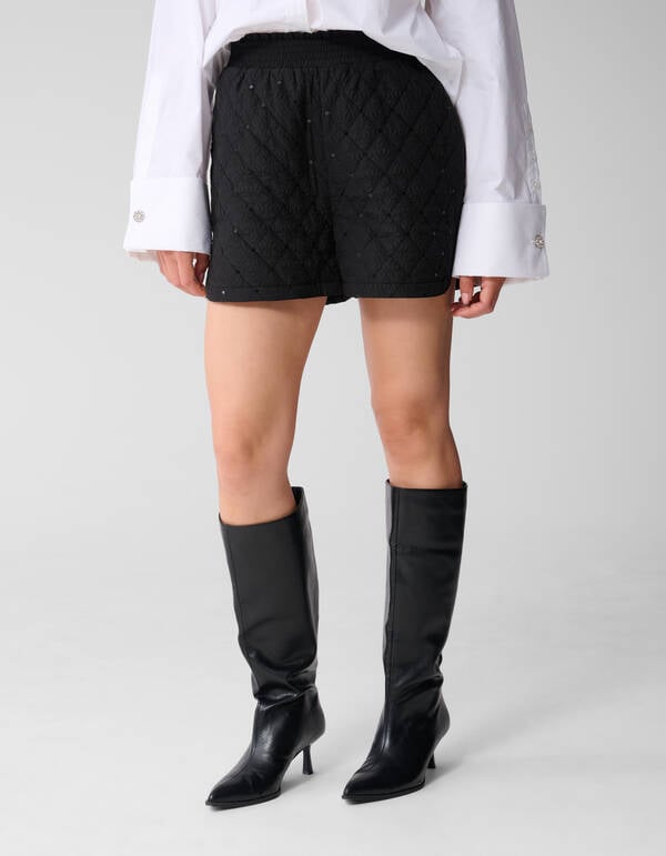 Gequiltete verzierte kurze Jacke schwarz SHOEBY WOMEN