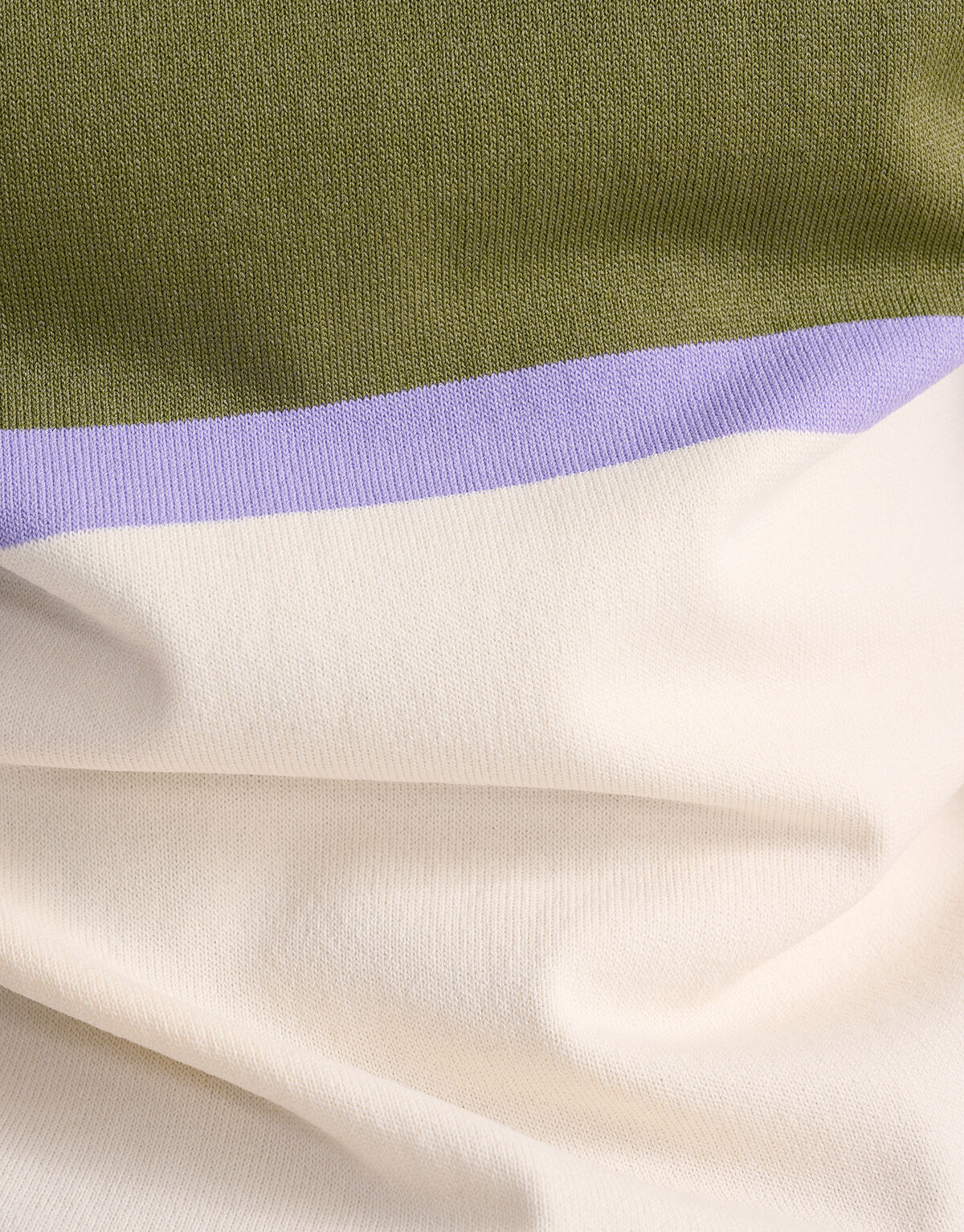 Gestricktes Farbblock-T-Shirt Olivgrün SHOEBY MEN