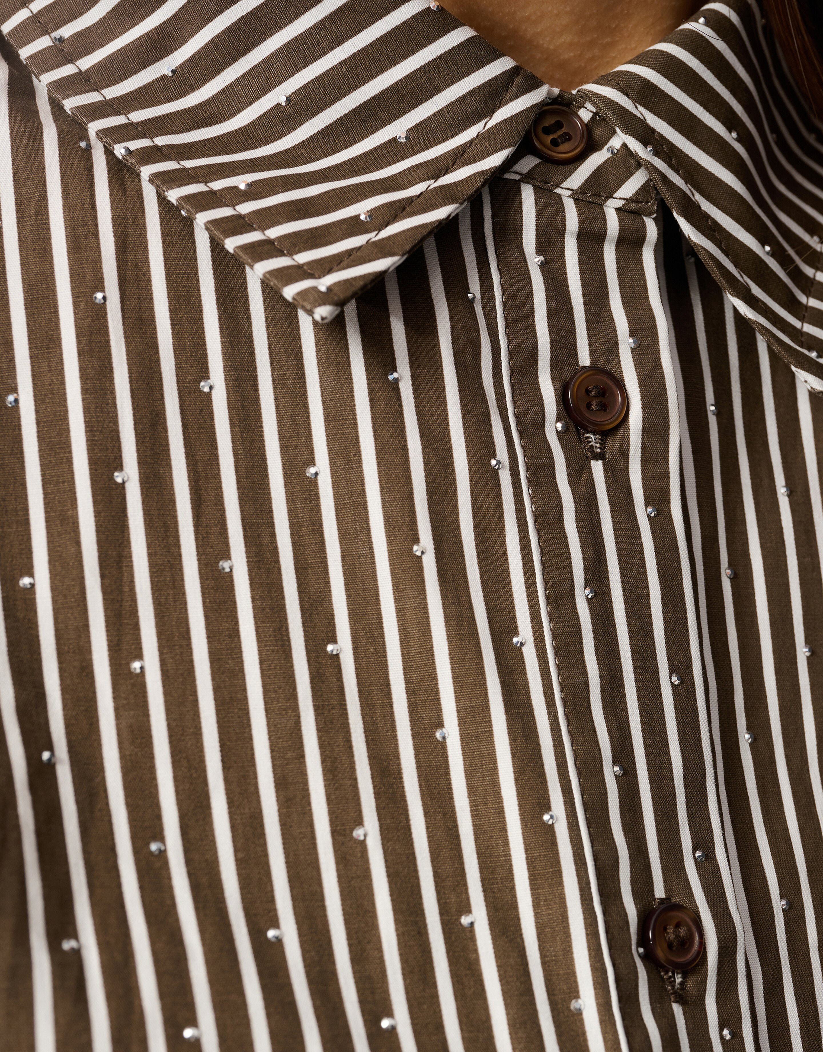 Nadelstreifenbluse mit Strasssteinen, Braun SHOEBY WOMEN