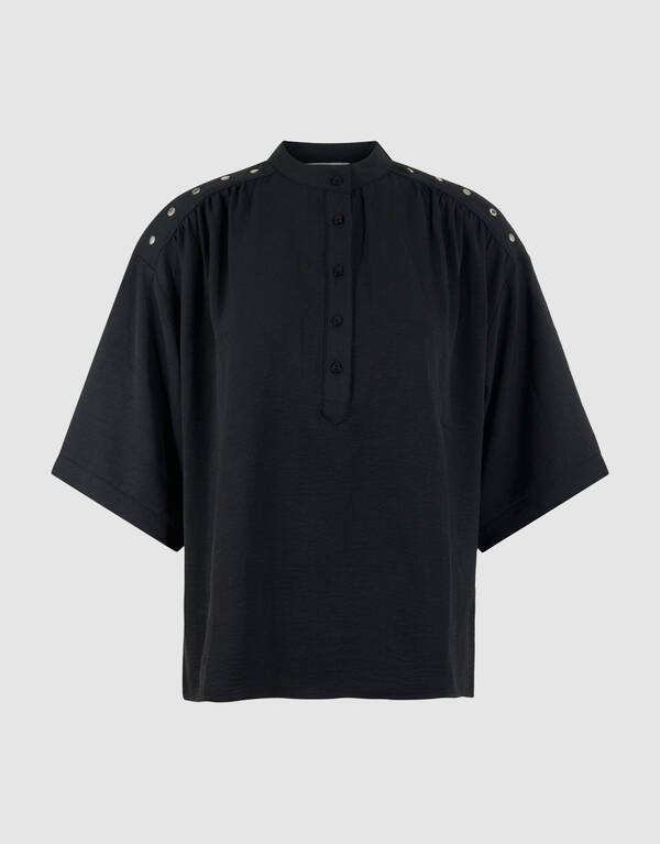 Twist-Bluse mit Nieten Schwarz SHOEBY WOMEN