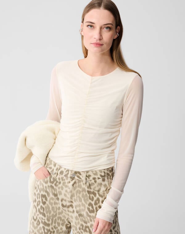 Transparenter Mesh-Top in Cremeweiß SHOEBY WOMEN