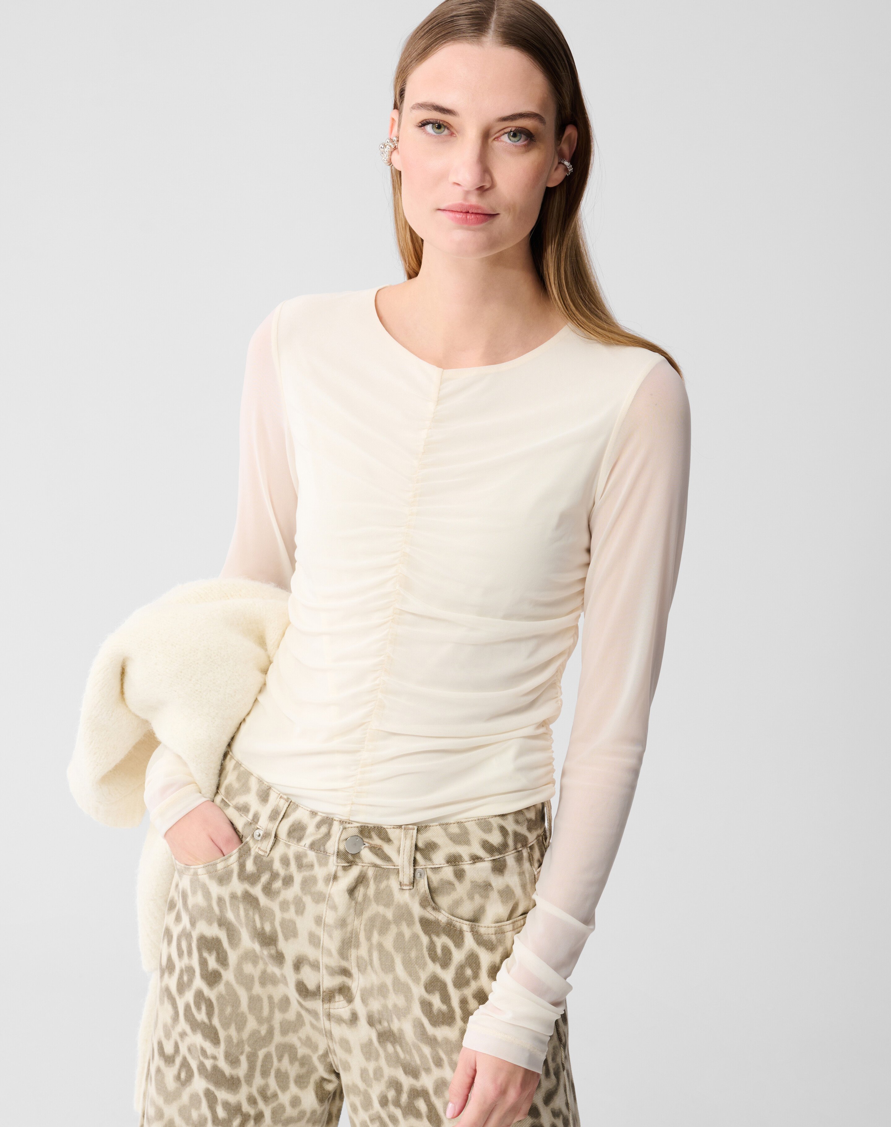 Transparenter Mesh-Top in Cremeweiß SHOEBY WOMEN