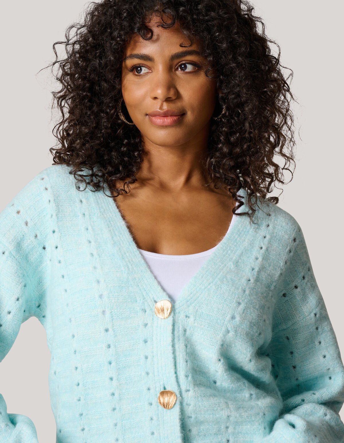 Weiche Strickjacke Hellblau SHOEBY WOMEN