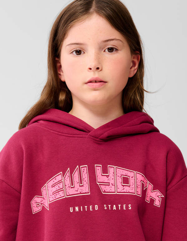 New York Artwork Hoodie Dunkelrot SHOEBY GIRLS
