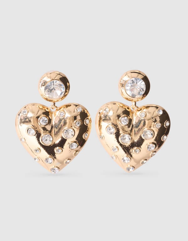 Strassherz-Ohrringe Gold SHOEBY ACCESSOIRES