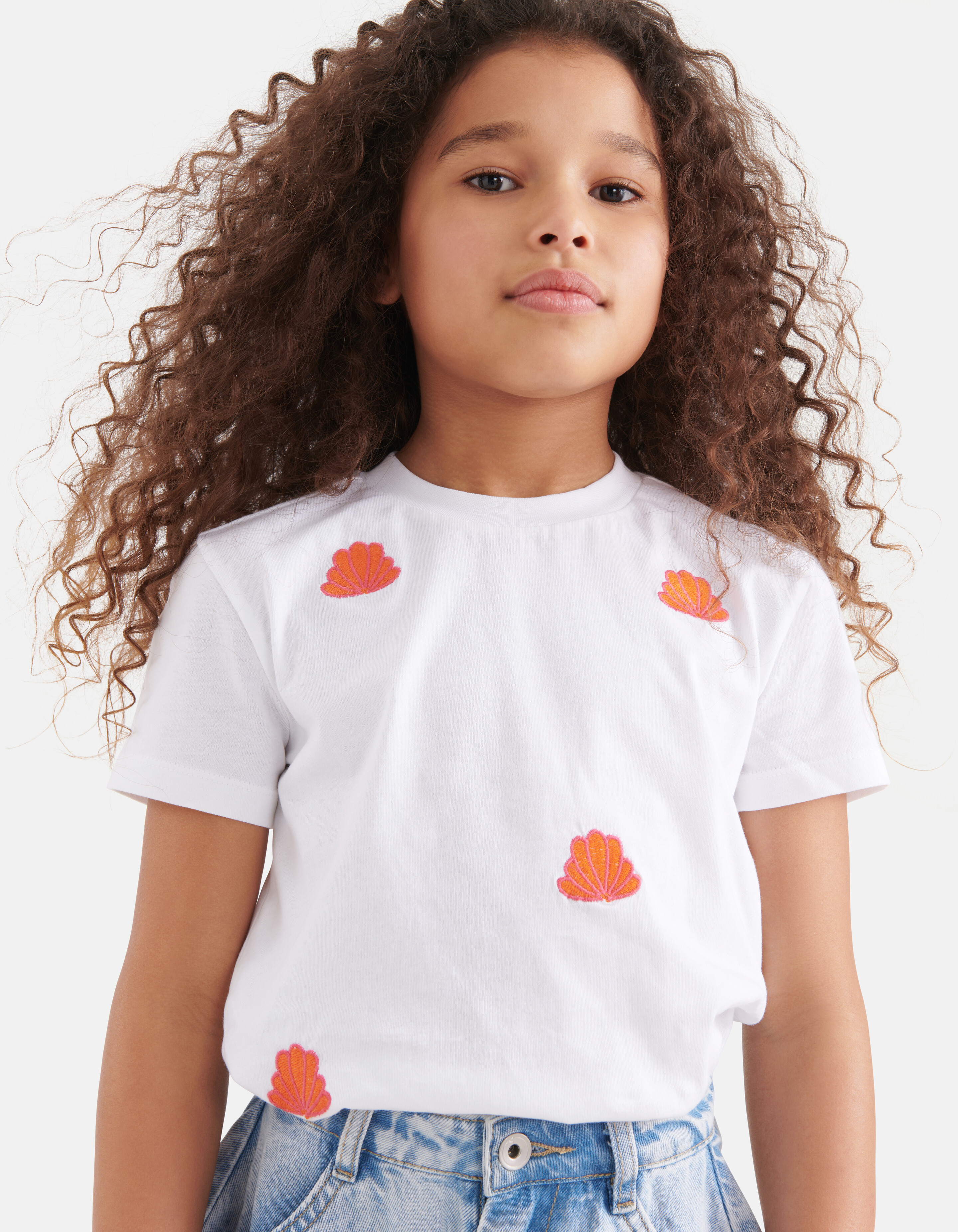 Stickerei-T-Shirt Weiß SHOEBY GIRLS
