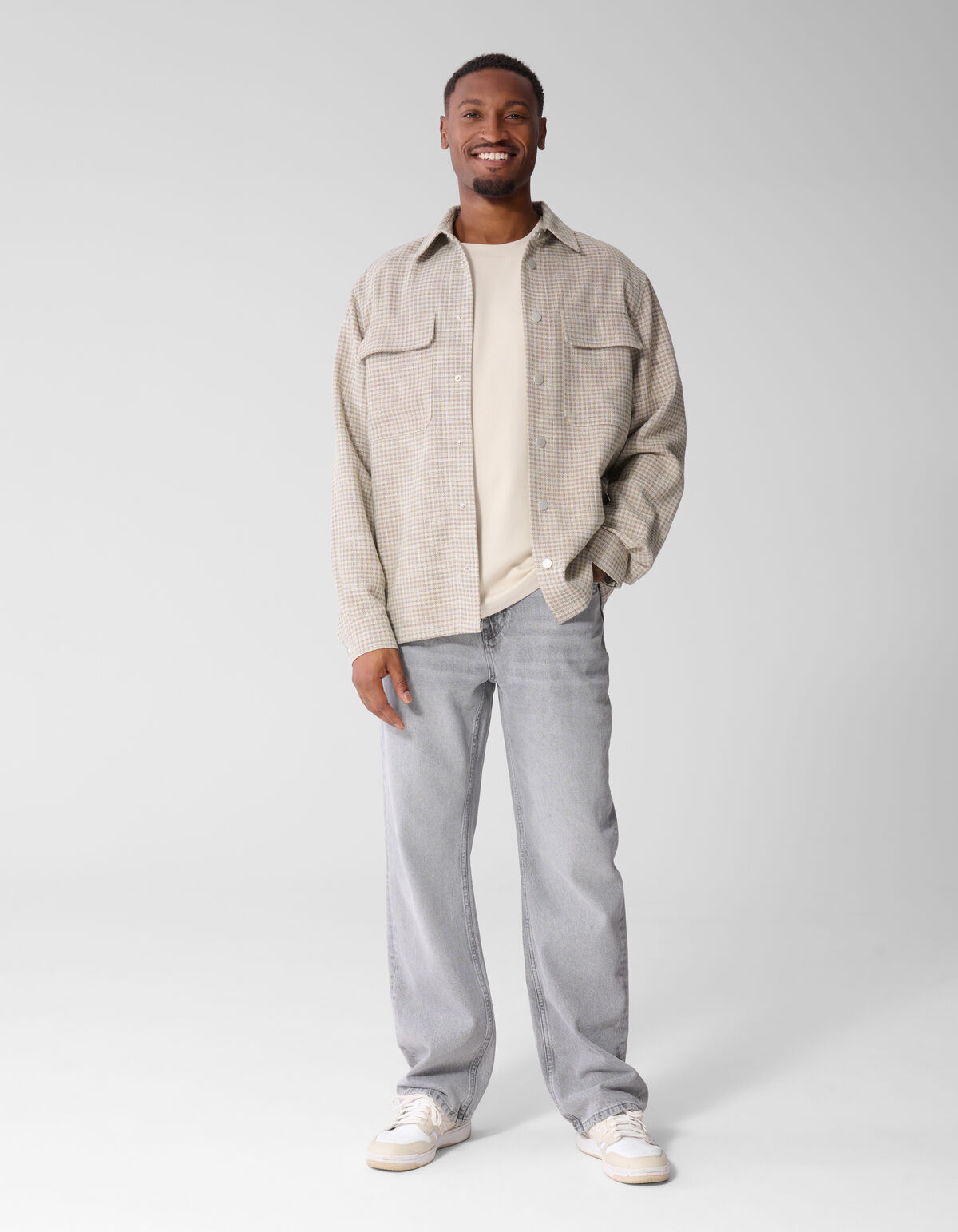 Melange Check Overshirt Sand SHOEBY MEN