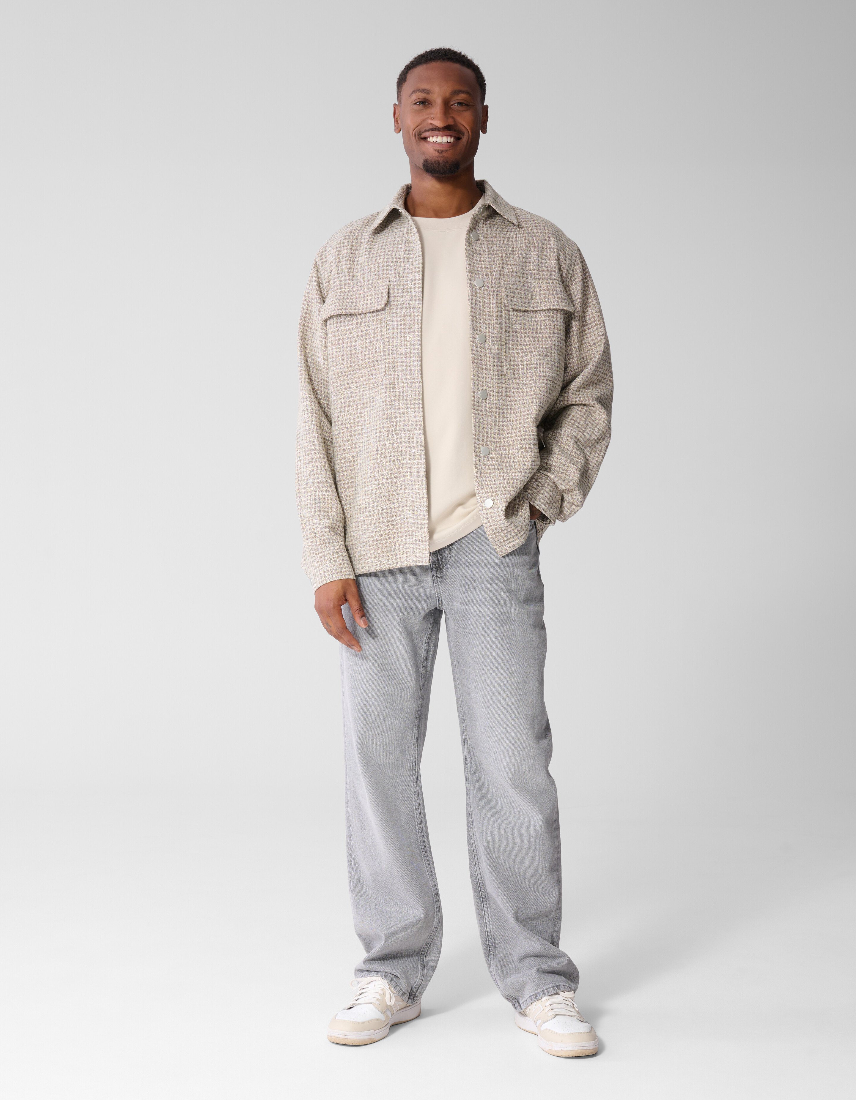 Melange Check Overshirt Sand SHOEBY MEN