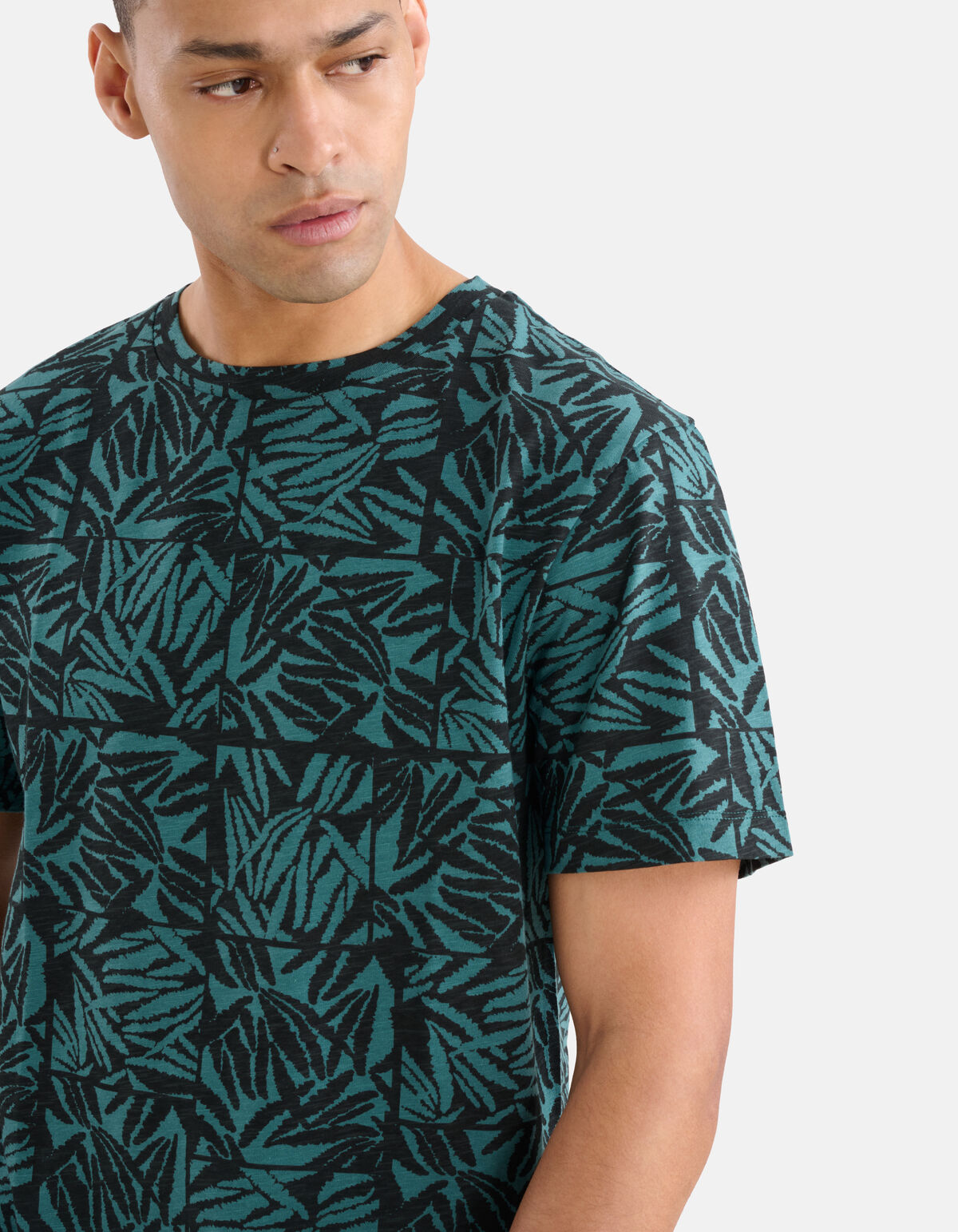 Printed T-shirt Turquoise SHOEBY MEN
